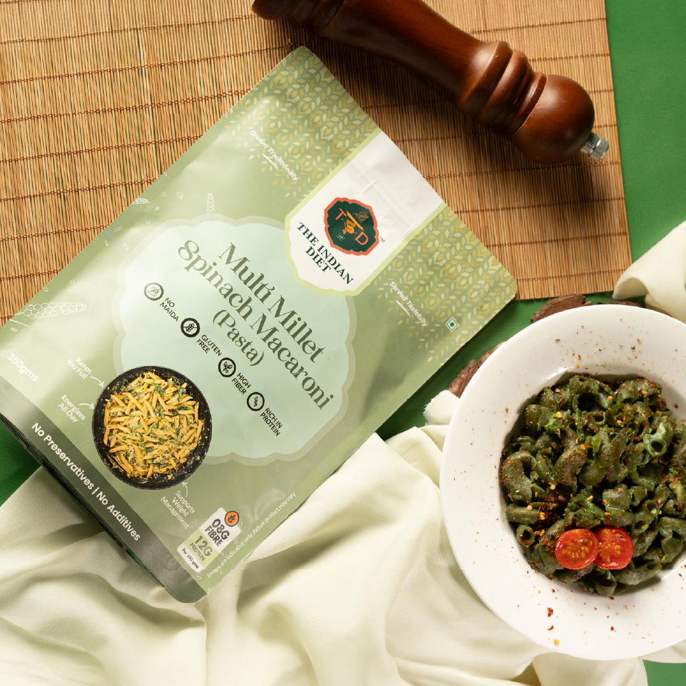 Multi Millet Spinach Macaroni Pasta