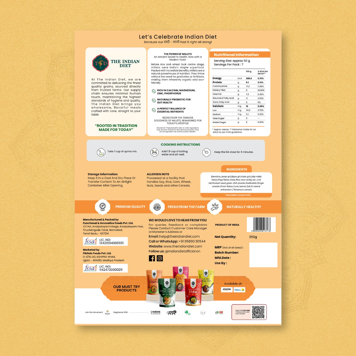 Ready-to-Cook Multi Millet Instant Millet Upma & Khichdi Combo