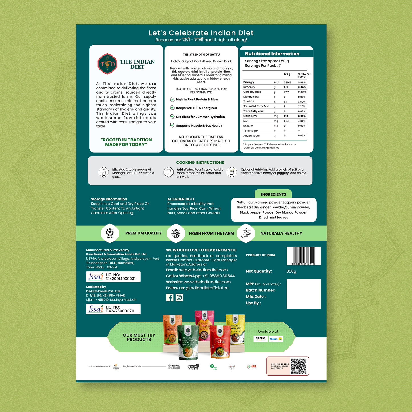 Moringa Sattu Drink Mix