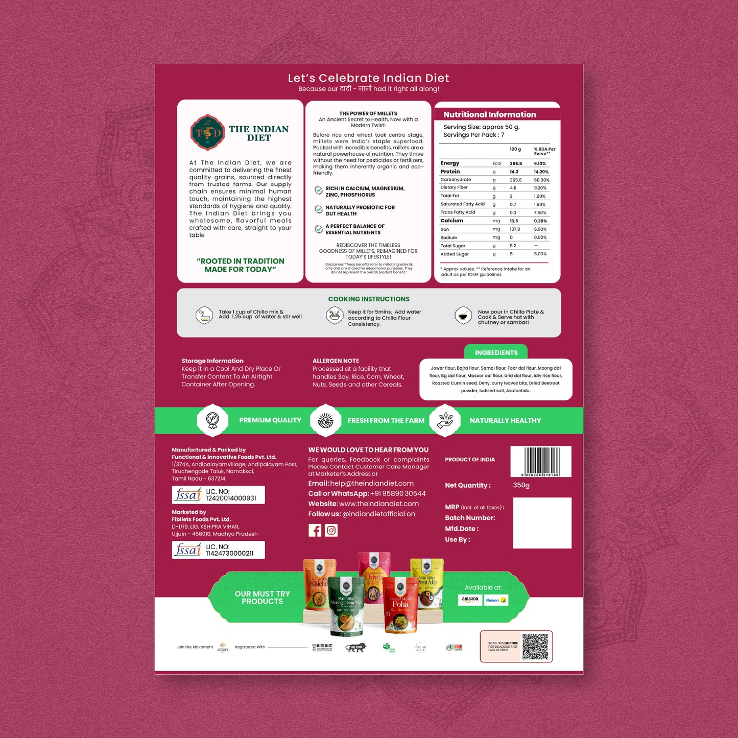 Multi Millet Beetroot Chilla Mix